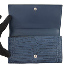 Load image into Gallery viewer, JIMMY CHOO Martina Long Wallet Blue Croco embossed leather
