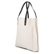 Load image into Gallery viewer, JIMMY CHOO Tote Bag Ivory/Black Canvas Leather
