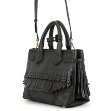 将图像加载到图库查看器中，BURBERRY Fringe Banner Tote 2-Way Bag Black40683431 Leather Size Small

