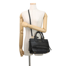 将图像加载到图库查看器中，BURBERRY Fringe Banner Tote 2-Way Bag Black40683431 Leather Size Small
