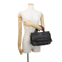 将图像加载到图库查看器中，BURBERRY Fringe Banner Tote 2-Way Bag Black40683431 Leather Size Small
