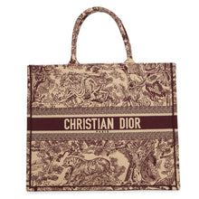Load image into Gallery viewer, Dior Toile de Jouy Embroidery Book Tote Beige/BurgundyM1286ZTDT_M974 Canvas Size Large
