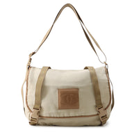 CHANEL Vintage Shoulder Bag Ivory/Beige/Brown Canvas Leather