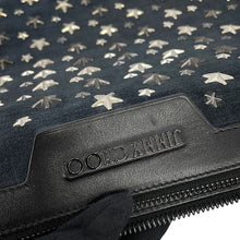 Load image into Gallery viewer, JIMMY CHOO Derek Starr Studded business bag Navy/Black Denim suede leather
