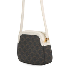 将图像加载到图库查看器中，CELINE Triomphe Camera Bag Brown/White191522 PVC Leather
