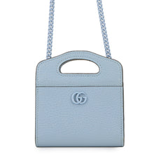 将图像加载到图库查看器中，GUCCI Double G Chain wallet Light Blue701074 Leather
