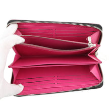 将图像加载到图库查看器中，LOUIS VUITTON Zippy Wallet Noir/Hot pinkM64838 Epi Leather
