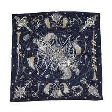 Load image into Gallery viewer, HERMES Carre Chorus Stellarum - Metallic Chorus Stellarum Size 70 Navy/White 100% silk beads
