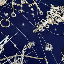Load image into Gallery viewer, HERMES Carre Chorus Stellarum - Metallic Chorus Stellarum Size 70 Navy/White 100% silk beads
