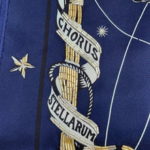 Load image into Gallery viewer, HERMES Carre Chorus Stellarum - Metallic Chorus Stellarum Size 70 Navy/White 100% silk beads
