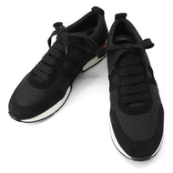 HERMES Starter Sneakers Black Leather Fabric Size 37.5