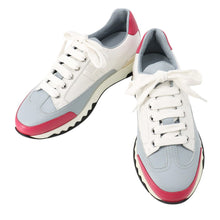 将图像加载到图库查看器中，HERMES Trail Sneakers White/Blue/Pink Leather Size 37.5
