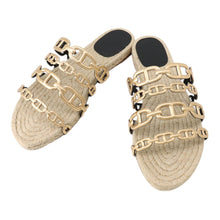 Load image into Gallery viewer, HERMES Ancorne Sandals Gold Leather Size 38
