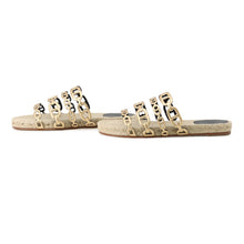 Load image into Gallery viewer, HERMES Ancorne Sandals Gold Leather Size 38
