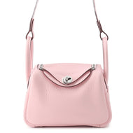 HERMES Lindy Verso Rose Sakura/Grisper Taurillon Clemence Size Mini