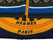将图像加载到图库查看器中，HERMES Carre Le Tour Du Monde En 63 Cases (63-square world tour) Size 90 Marine/Orange/Multicolor Silk100%
