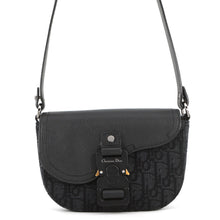 Load image into Gallery viewer, Dior Oblique Saddle Flap Messenger Bag Black2ADCA435YKS_H03E Canvas Calf Leather Size Mini
