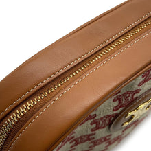 将图像加载到图库查看器中，CELINE Shoulder Bag White/Brown/Red194332CS8 Canvas Leather
