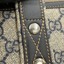 将图像加载到图库查看器中，GUCCI Cherie line Tote Bag Ivory/Navy211134 GG Supreme Leather
