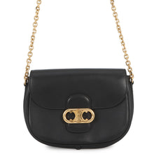 将图像加载到图库查看器中，CELINE Triomphe Maillon Chain Shoulder Black19134 Leather
