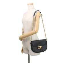 将图像加载到图库查看器中，CELINE Triomphe Maillon Chain Shoulder Black19134 Leather
