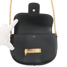 将图像加载到图库查看器中，CELINE Triomphe Maillon Chain Shoulder Black19134 Leather
