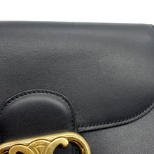 将图像加载到图库查看器中，CELINE Triomphe Maillon Chain Shoulder Black19134 Leather
