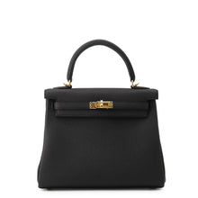 将图像加载到图库查看器中，HERMES Kelly Retourne Black Togo Leather Size 25
