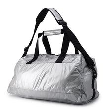 Load image into Gallery viewer, SAINT LAURENT PARIS Nook's Duffle 2-way Travel Bag Silver/Black581374 Nylon Canvas
