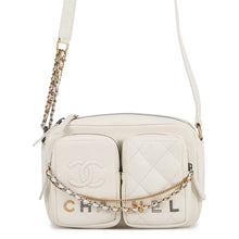 Load image into Gallery viewer, CHANEL Matelasse Camera Shoulder Bag WhiteAS2923 Lambskin Size Small
