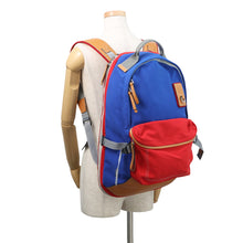 将图像加载到图库查看器中，LOEWE iNature Backpack Blue/Red/Brown Canvas
