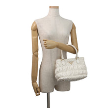 将图像加载到图库查看器中，PRADA Gathered 2WAY Handbag White1BA172 Leather
