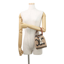 将图像加载到图库查看器中，CELINE Teen Drawstring Triomphe Handbag Beige/Black/Tan196532 Canvas Leather
