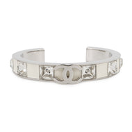 CHANEL CC Logo Bracelet Size S White/SilverABE820-B19204-NACVH Metal strass