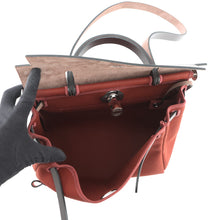 将图像加载到图库查看器中，HERMES Herbag Zip Tournée Pocket Ebene/Rouge H Vache Hunter Leather Toile H Size PM
