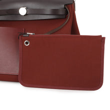 将图像加载到图库查看器中，HERMES Herbag Zip Tournée Pocket Ebene/Rouge H Vache Hunter Leather Toile H Size PM
