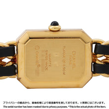 将图像加载到图库查看器中，CHANEL Premiere L H26ｍｍ×W20mm Gold Plated Leather Black DialH0001
