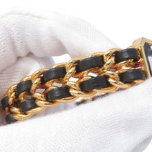 将图像加载到图库查看器中，CHANEL Premiere L H26ｍｍ×W20mm Gold Plated Leather Black DialH0001
