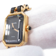将图像加载到图库查看器中，CHANEL Premiere L H26ｍｍ×W20mm Gold Plated Leather Black DialH0001

