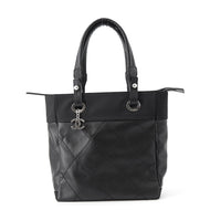 CHANEL Paris-Biarritz Tote BlackA34208 Leather Canvas Size PM