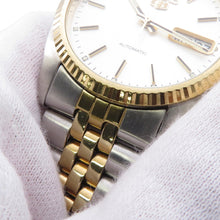 将图像加载到图库查看器中，SEIKO SEIKO Five Day-Date W35mm Stainless Steel Gold Plated Silver Dial7S26-0500
