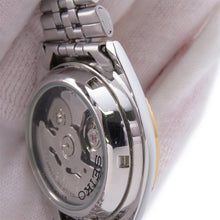 将图像加载到图库查看器中，SEIKO SEIKO Five Day-Date W35mm Stainless Steel Gold Plated Silver Dial7S26-0500
