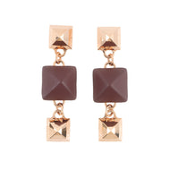 HERMES Disco Fauve Earrings Bordeaux Metal Swift Leather