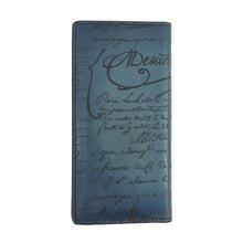 将图像加载到图库查看器中，Berluti Sequoia Long Wallet Blue Flash Leather
