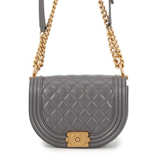 Load image into Gallery viewer, CHANEL Boy Chanel ChainShoulder Bag GrayAS3350 Caviar Leather Size Small
