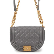 CHANEL Boy Chanel ChainShoulder Bag GrayAS3350 Caviar Leather Size Small