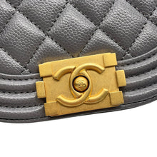 Load image into Gallery viewer, CHANEL Boy Chanel ChainShoulder Bag GrayAS3350 Caviar Leather Size Small
