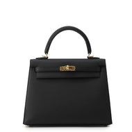 HERMES Kelly Sellier Black Epsom Size 25