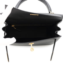 将图像加载到图库查看器中，HERMES Kelly Sellier Black Epsom Size 25
