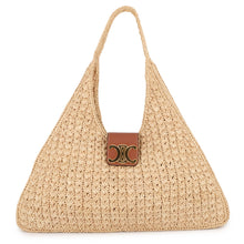 Load image into Gallery viewer, CELINE Cabas Triomphe Triangle Basket Bag Brown119772GP4.02NT Raffia Leather
